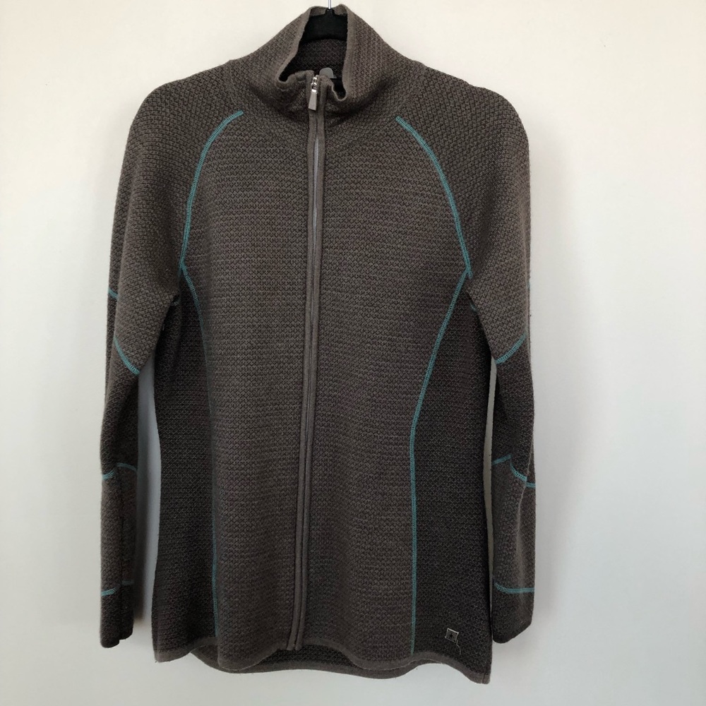 Smartwool Brown Gray Zip Sweater Merino wool blend Size XL